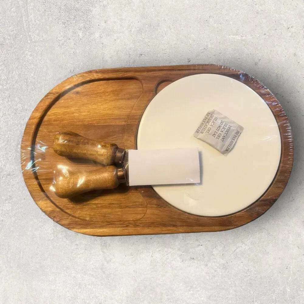 Twine Living Co. Gourmet Wood & Ceramic Cheese Board Gift Set